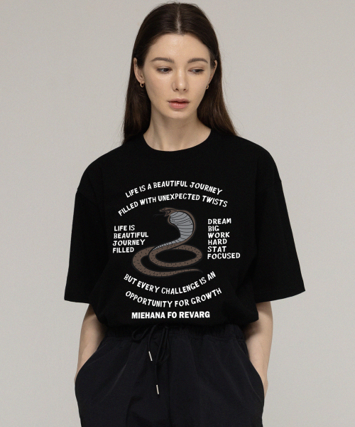 GRAVER（グレーバー）の「[ユニセックス]80sスネーク半袖Tシャツ_ブラック（Tシャツ/カットソー・レディース・ブラック・SMALL/MEDIUM/LARGE）」の3枚目の写真