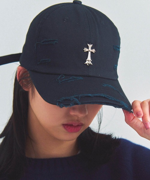 JACKROSE(ジャックローズ)の「UG-クロスダメージCAP(キャップ・メンズ・ホワイト/ブラック・FREE)」の2枚目の写真