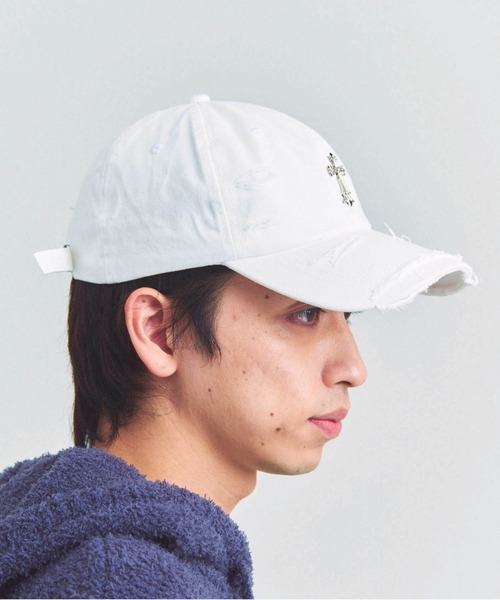 JACKROSE(ジャックローズ)の「UG-クロスダメージCAP(キャップ・メンズ・ホワイト/ブラック・FREE)」の5枚目の写真