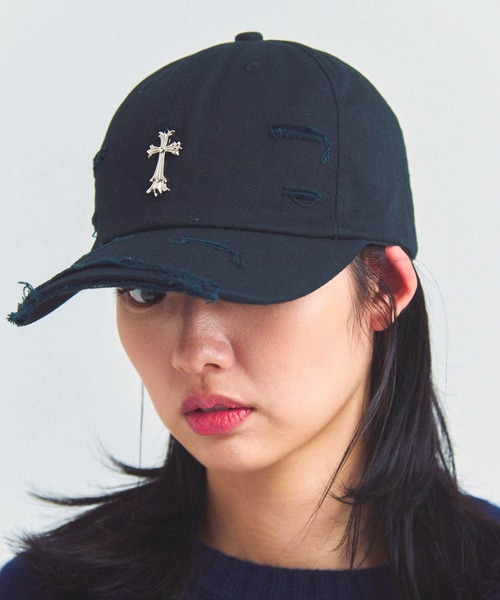 JACKROSE(ジャックローズ)の「UG-クロスダメージCAP(キャップ・メンズ・ホワイト/ブラック・FREE)」の8枚目の写真