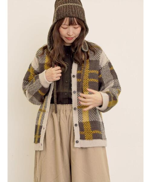 Samansa Mos2(サマンサ モスモス)の「シャギーチェック柄カーディガン(カーディガン/ボレロ・レディース・オレンジ/イエロー/サックスブルー・F)」の10枚目の写真