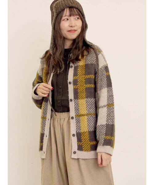 Samansa Mos2(サマンサ モスモス)の「シャギーチェック柄カーディガン(カーディガン/ボレロ・レディース・オレンジ/イエロー/サックスブルー・F)」の11枚目の写真