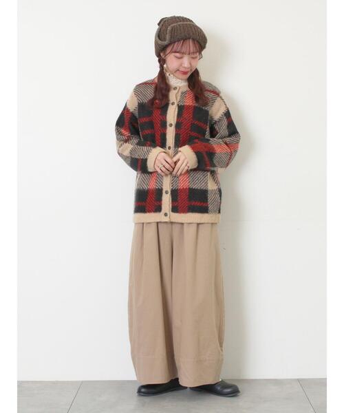 シャギーチェック柄カーディガン（カーディガン/ボレロ）｜Samansa