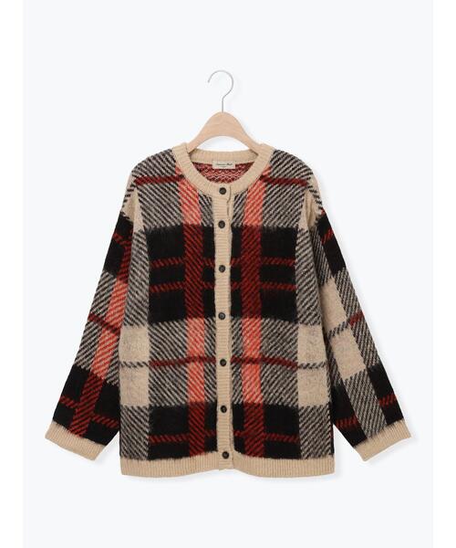 シャギーチェック柄カーディガン（カーディガン/ボレロ）｜Samansa