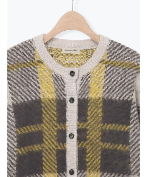 シャギーチェック柄カーディガン（カーディガン/ボレロ）｜Samansa