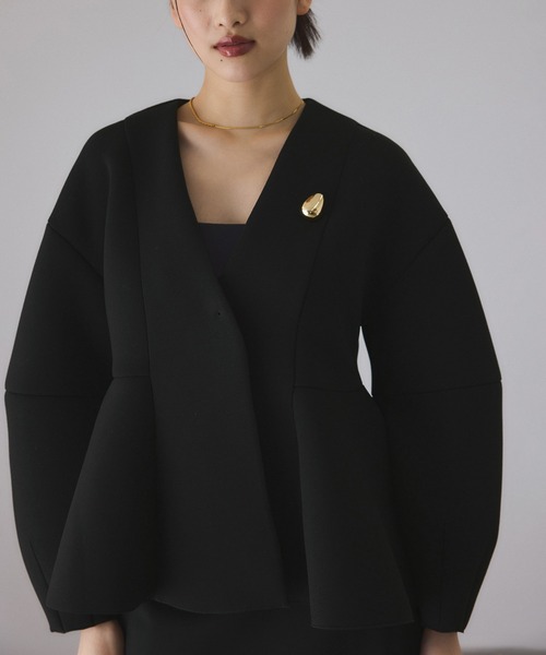 エッグブローチ付きペプラムカーディガン ADAM ET ROPE'｜エッグブローチ付きペプラムカーディガン | Rakuten