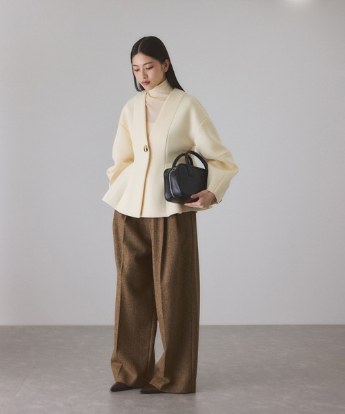 エッグブローチ付きペプラムカーディガン　アダムエロペ　ジャケット　セレモニー 楽天市場】【洗える】エッグブローチ付きペプラムカーディガン