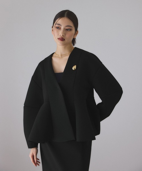 アダムエロペ　エッグブローチ付きペプラムカーディガン　ブラック　新品 楽天市場】【洗える】エッグブローチ付きペプラムカーディガン