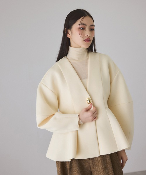 エッグブローチ付きペプラムカーディガン　アダムエロペ　ジャケット　セレモニー 楽天市場】【洗える】エッグブローチ付きペプラムカーディガン