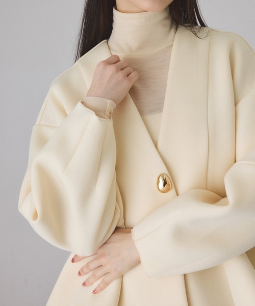 エッグブローチ付きペプラムカーディガン ADAM ET ROPE'｜エッグブローチ付きペプラムカーディガン | Rakuten