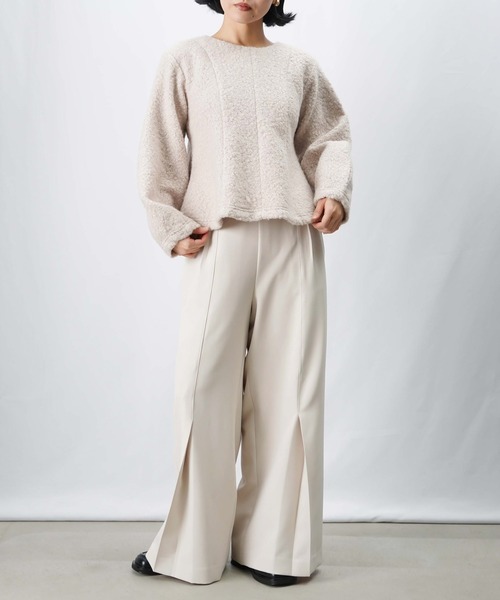 LUCA/LADY LUCK LUCA（ルカ/レディラックルカ）の「LC/LLL フロントタックパンツ/裾タックフレアパンツ（スラックス・レディース・ブラック/ライトベージュ・FREE）」の10枚目の写真