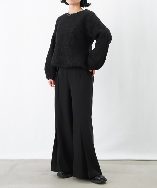 LUCA/LADY LUCK LUCA（ルカ/レディラックルカ）の「LC/LLL フロントタックパンツ/裾タックフレアパンツ（スラックス・レディース・ブラック/ライトベージュ・FREE）」の14枚目の写真