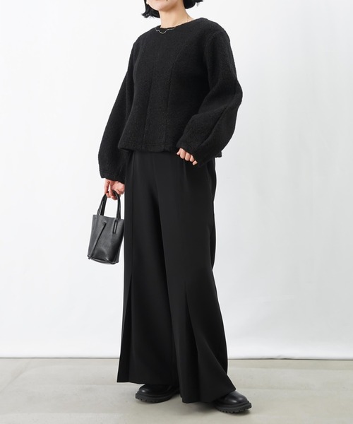 LUCA/LADY LUCK LUCA（ルカ/レディラックルカ）の「LC/LLL フロントタックパンツ/裾タックフレアパンツ（スラックス・レディース・ブラック/ライトベージュ・FREE）」の19枚目の写真