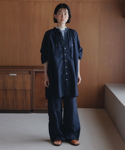 D.M.G.（ドミンゴ）の「[D.M.G / ディーエムジー] コットンリネンインディゴムラ糸シャンブレー リラックスイージーパンツ（その他パンツ・レディース・ワンウォッシュ・FREE）」の7枚目の写真