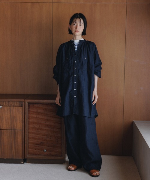 D.M.G.（ドミンゴ）の「[D.M.G / ディーエムジー] コットンリネンインディゴムラ糸シャンブレー リラックスイージーパンツ（その他パンツ・レディース・ワンウォッシュ・FREE）」の5枚目の写真