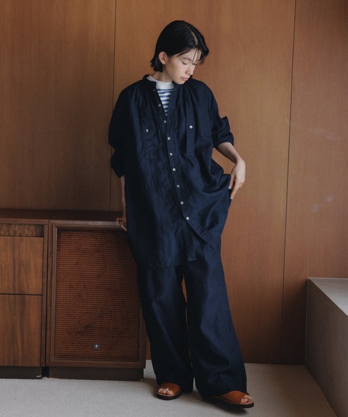 D.M.G.（ドミンゴ）の「[D.M.G / ディーエムジー] コットンリネンインディゴムラ糸シャンブレー リラックスイージーパンツ（その他パンツ・レディース・ワンウォッシュ・FREE）」の6枚目の写真