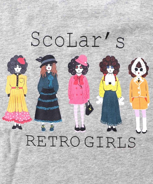 ScoLar(スカラー)の「153744:アームウォーマー付き レトロ柄裏毛プルオーバー(Tシャツ/カットソー・レディース・ブラック/杢グレー/オートミール・M)」の18枚目の写真