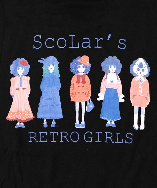 ScoLar(スカラー)の「153744:アームウォーマー付き レトロ柄裏毛プルオーバー(Tシャツ/カットソー・レディース・ブラック/杢グレー/オートミール・M)」の19枚目の写真