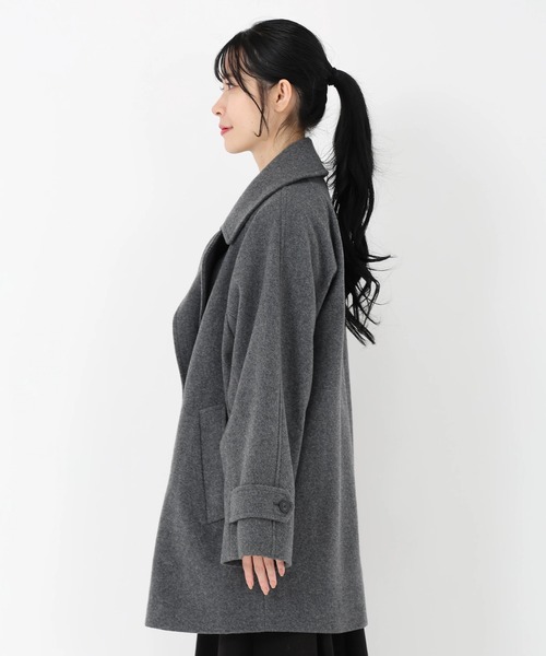 STRAWBERRY-FIELDS（ストロベリーフィールズ）の「ラムウールメルトン_ウールミディアムコート（その他アウター・レディース・ブルー/ベージュ・2）」の7枚目の写真