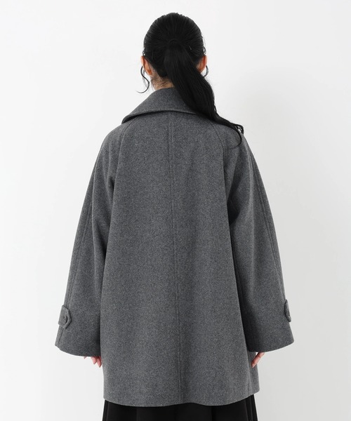 STRAWBERRY-FIELDS（ストロベリーフィールズ）の「ラムウールメルトン_ウールミディアムコート（その他アウター・レディース・ブルー/ベージュ・2）」の8枚目の写真