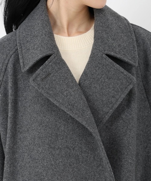 STRAWBERRY-FIELDS（ストロベリーフィールズ）の「ラムウールメルトン_ウールミディアムコート（その他アウター・レディース・ブルー/ベージュ・2）」の9枚目の写真