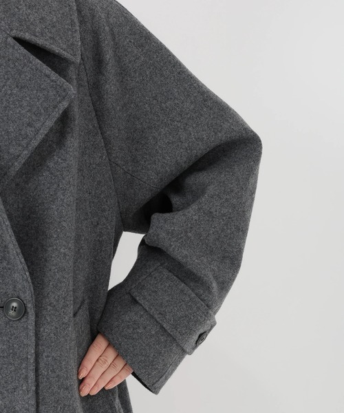 STRAWBERRY-FIELDS（ストロベリーフィールズ）の「ラムウールメルトン_ウールミディアムコート（その他アウター・レディース・ブルー/ベージュ・2）」の11枚目の写真