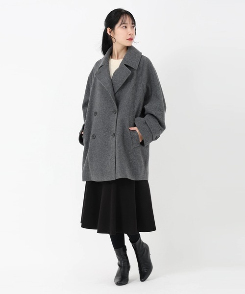 STRAWBERRY-FIELDS（ストロベリーフィールズ）の「ラムウールメルトン_ウールミディアムコート（その他アウター・レディース・ブルー/ベージュ・2）」の14枚目の写真