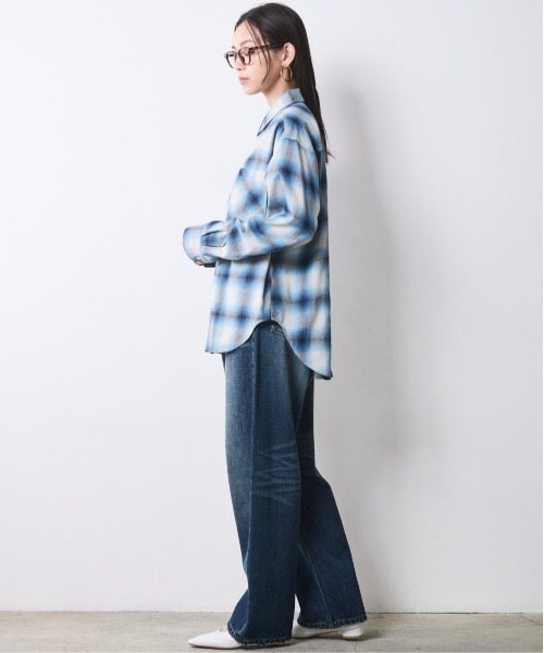 CHIC STYLE(シックスタイル)の「チェックシャツ<大きいサイズ有>シックスタイル(シャツ/ブラウス・レディース・ブラック系/ブルー系・5L/4L/3L/LL/L/M)」の7枚目の写真