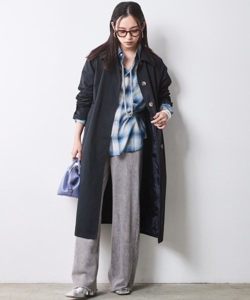 CHIC STYLE(シックスタイル)の「チェックシャツ<大きいサイズ有>シックスタイル(シャツ/ブラウス・レディース・ブラック系/ブルー系・5L/4L/3L/LL/L/M)」の12枚目の写真