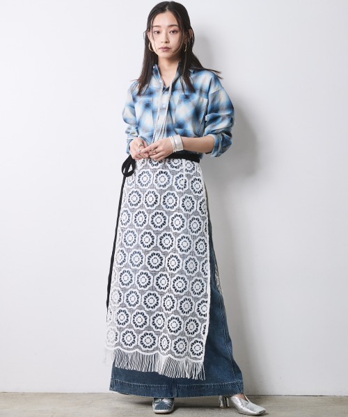 CHIC STYLE(シックスタイル)の「チェックシャツ<大きいサイズ有>シックスタイル(シャツ/ブラウス・レディース・ブラック系/ブルー系・5L/4L/3L/LL/L/M)」の19枚目の写真