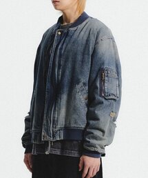 JUAN HOMME（ジュアンオム）の「DENIM MA-1 JACKET (MIDDLE BLUE)（MA-1）」