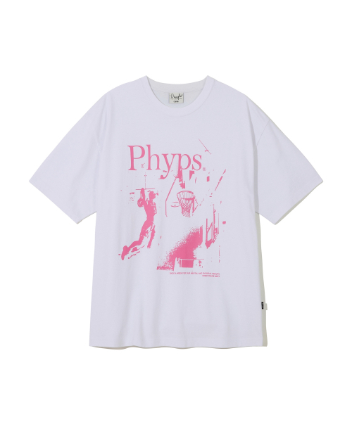 PHYSICAL DEPARTMENT(フィジカル デパートメント)の「バスケットボールダンクシュート半袖Tシャツ_ホワイト/ピンク(Tシャツ/カットソー・レディース・その他・SMALL/LARGE/MEDIUM/X-LARGE)」の2枚目の写真
