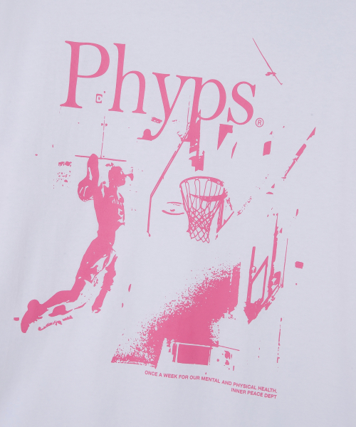 PHYSICAL DEPARTMENT(フィジカル デパートメント)の「バスケットボールダンクシュート半袖Tシャツ_ホワイト/ピンク(Tシャツ/カットソー・レディース・その他・SMALL/LARGE/MEDIUM/X-LARGE)」の5枚目の写真