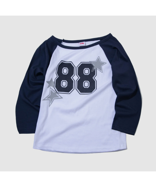 SOME PLACE(サムプレイス)の「88プリンテッドセミクロップ七分ナグランラウンドネック長袖Tシャツ_3COLOR(Tシャツ/カットソー・レディース・グレー/ブラック/ネイビー・FREE)」の3枚目の写真