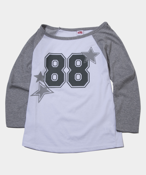 SOME PLACE(サムプレイス)の「88プリンテッドセミクロップ七分ナグランラウンドネック長袖Tシャツ_3COLOR(Tシャツ/カットソー・レディース・グレー/ブラック/ネイビー・FREE)」の4枚目の写真