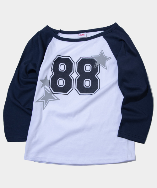 SOME PLACE(サムプレイス)の「88プリンテッドセミクロップ七分ナグランラウンドネック長袖Tシャツ_3COLOR(Tシャツ/カットソー・レディース・グレー/ブラック/ネイビー・FREE)」の5枚目の写真