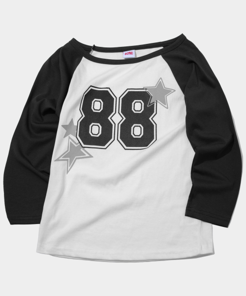 SOME PLACE(サムプレイス)の「88プリンテッドセミクロップ七分ナグランラウンドネック長袖Tシャツ_3COLOR(Tシャツ/カットソー・レディース・グレー/ブラック/ネイビー・FREE)」の6枚目の写真