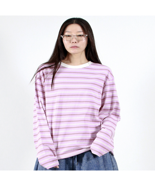 DEMARC(ドゥマーク)の「MULTI STRIPE LONG SLEEVE TEE - Pink(Tシャツ/カットソー・レディース・その他・MEDIUM/LARGE)」の1枚目の写真