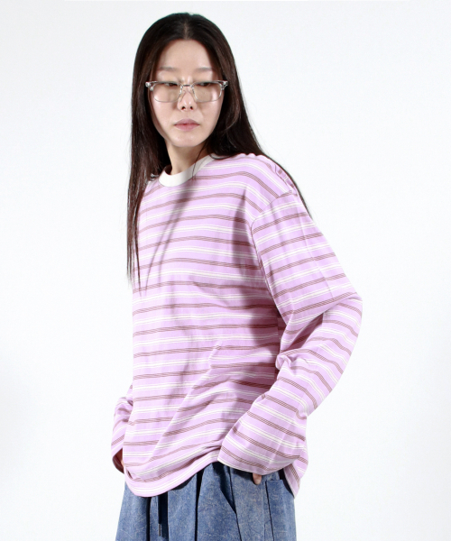 DEMARC(ドゥマーク)の「MULTI STRIPE LONG SLEEVE TEE - Pink(Tシャツ/カットソー・レディース・その他・MEDIUM/LARGE)」の3枚目の写真