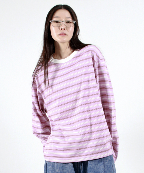 DEMARC(ドゥマーク)の「MULTI STRIPE LONG SLEEVE TEE - Pink(Tシャツ/カットソー・レディース・その他・MEDIUM/LARGE)」の4枚目の写真