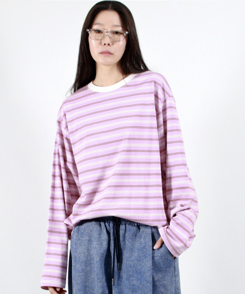 DEMARC(ドゥマーク)の「MULTI STRIPE LONG SLEEVE TEE - Pink(Tシャツ/カットソー・レディース・その他・MEDIUM/LARGE)」の6枚目の写真
