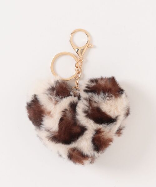 MASHIRO】レオパードモチーフカラーエコファーバッグチャーム/ヒョウ柄