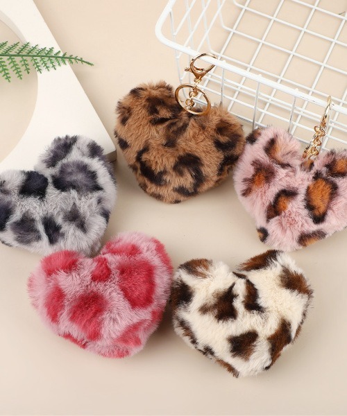 MASHIRO】レオパードモチーフカラーエコファーバッグチャーム/ヒョウ柄