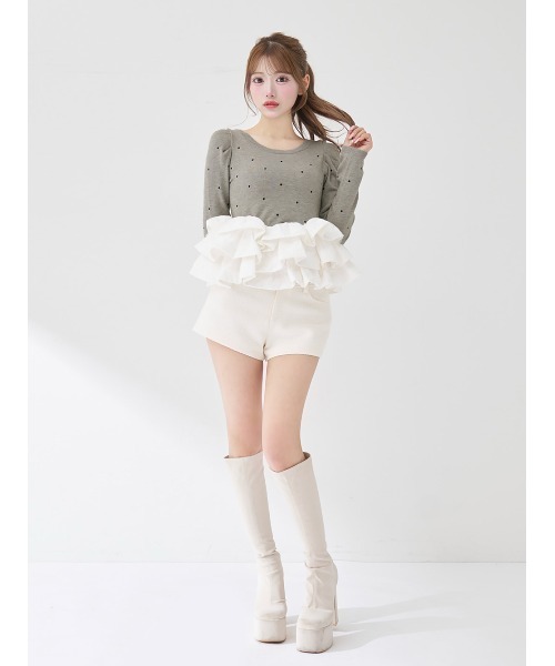 ボリュームフレアニットチュニック　darich ダーリッチ Darich ボリュームフレアニットチュニック （ブラック