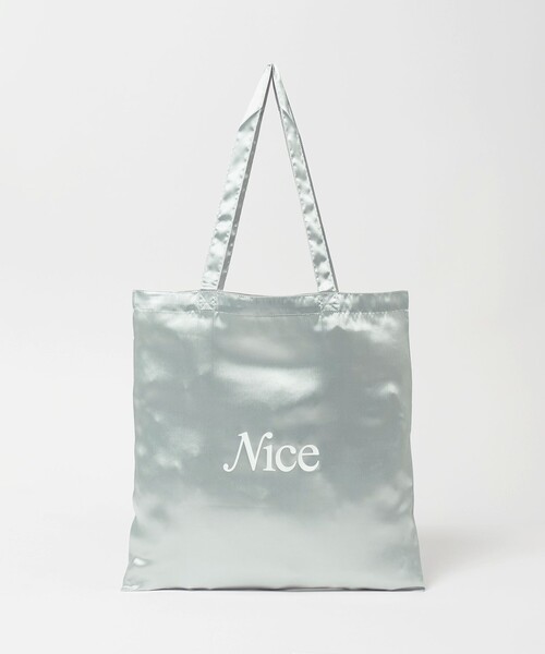NICE WEATHER(ナイスウェザー)の「<NICE WEATHER>サテン シグネチャーロゴ トートバッグ(トートバッグ・レディース・シルバー/ゴールド・FREE)」の2枚目の写真