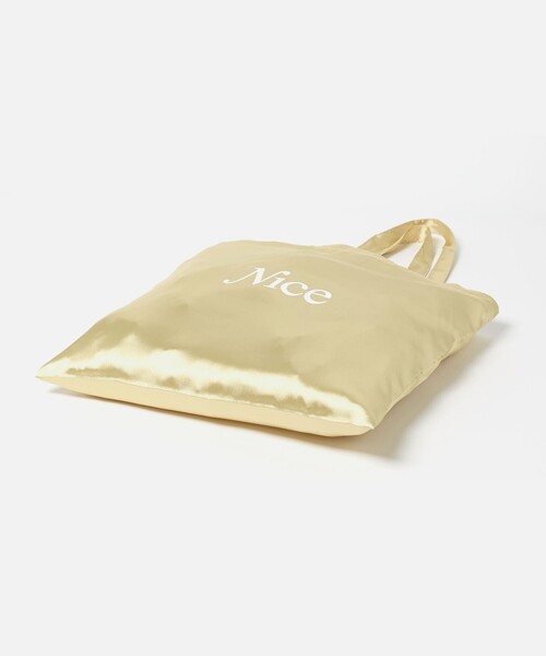 NICE WEATHER(ナイスウェザー)の「<NICE WEATHER>サテン シグネチャーロゴ トートバッグ(トートバッグ・レディース・シルバー/ゴールド・FREE)」の7枚目の写真