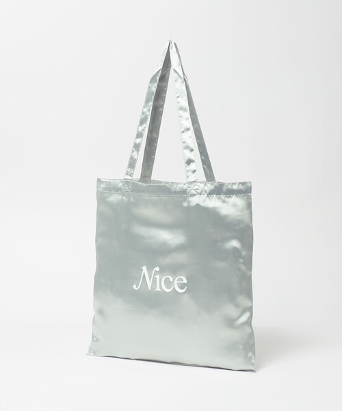 NICE WEATHER(ナイスウェザー)の「<NICE WEATHER>サテン シグネチャーロゴ トートバッグ(トートバッグ・レディース・シルバー/ゴールド・FREE)」の13枚目の写真