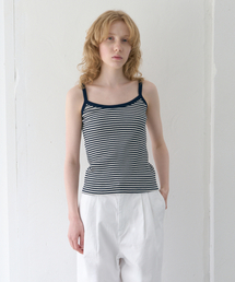 POSZER（ポーザー）の「ストライプリップスリーブレス（ネイビー）（Tシャツ/カットソー）」