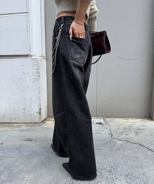 mline（エムライン）の「[mline]クラッシュワイドデニム（デニムパンツ・レディース・ブラック/ブルー・2/1）」の13枚目の写真