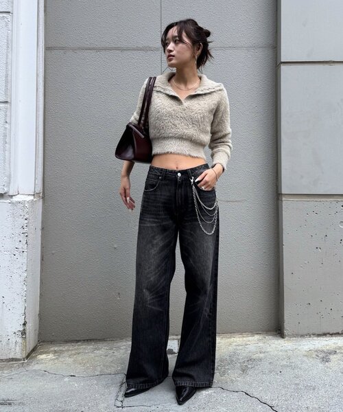 mline（エムライン）の「[mline]クラッシュワイドデニム（デニムパンツ・レディース・ブラック/ブルー・2/1）」の16枚目の写真